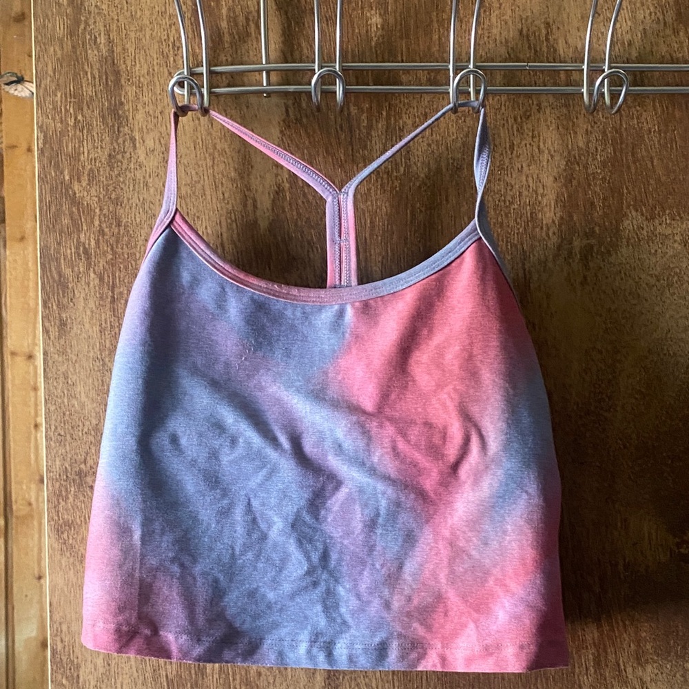 Beyond Yoga Pink and Blue Crop Top